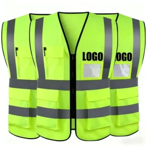 Custom Logo High Visibility Reflective Safety Work Vest for Men Multi Pocket OEM for Construction