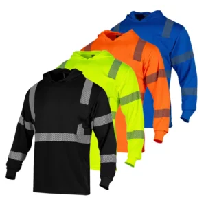Custom Logo High Visibility Safety Hoodie Tshirt Long Sleeve Construction Work Shirts for Men with High Vis Reflective Tape