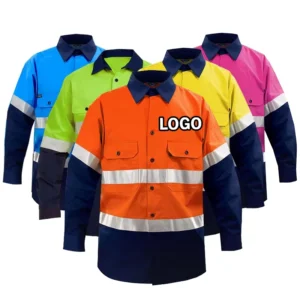 Custom Logo High Visibility Safety Reflective Workwear Construction Long Sleeve Men Shirt Work Uniform Costume