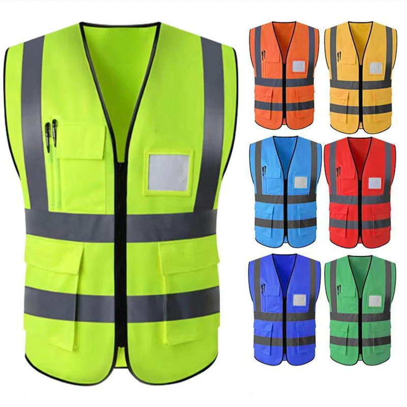 Custom Logo High Visibility Security Vest Outdoor Night Workwear Clothing Safety Reflective Security Vest with Logo Reflector