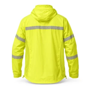 Custom Logo High Visibility Sports Reflective Windbreaker Jacket with Breathable Mesh Hood Pocket Outdoor Safety Reflector