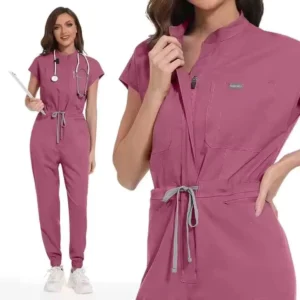 Custom Logo Hospital Scrub Suit Set Polyester Rayon Worsted Fabric with OEM Service