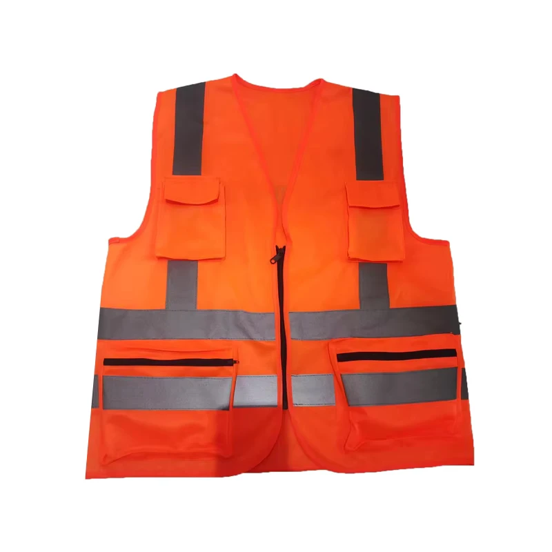 Custom Logo Industrial Security Construction Work Safety Vest Reflective High Visibility Reflector Vest With Pockets