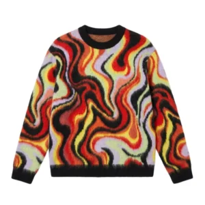 Custom Logo Jacquard Camouflage Sweater Men Pullover Knitted Crewneck Breathable Fuzzy Autumn Knitwear