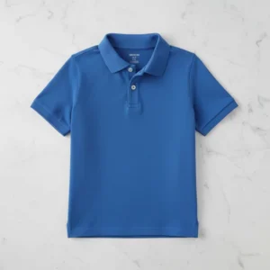 Custom Logo Kids Blue Breathable Pique Polo Shirt School Uniform for Boys and Girls