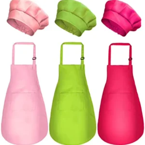Custom Logo Kindergarten Kids Apron and Hat Set with Pockets for Baking Painting and Cooking