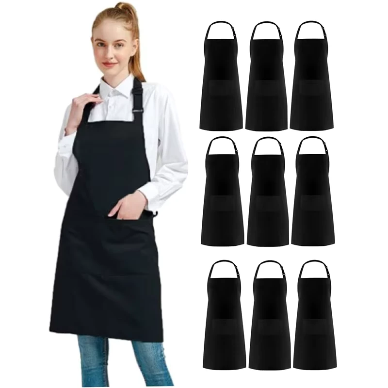 Custom Logo Kitchen Chef Apron Plain Multi-Colors Polyester Waterproof Bib Cafe BBQ Food Cooking Cleaning Apron Hairdresser