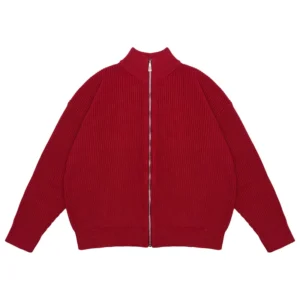 Custom Logo Knit Sweater Manufacturer Street Soft Knitwear Jacket Double Zip Bobble Wool Men Cardigan Sweater