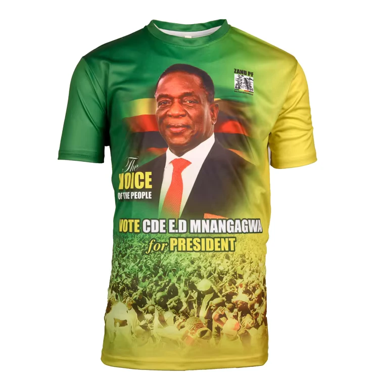 Custom Logo Knitted 100% Polyester Digital Print Quick Dry Promotional T Shirts for Election Campaign