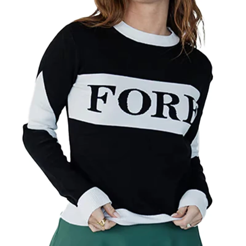 Custom Logo Letter Cotton Blend Women Knit Sweater Boutique Crew Neck Knitwear High Quality Pullover Spring OEM