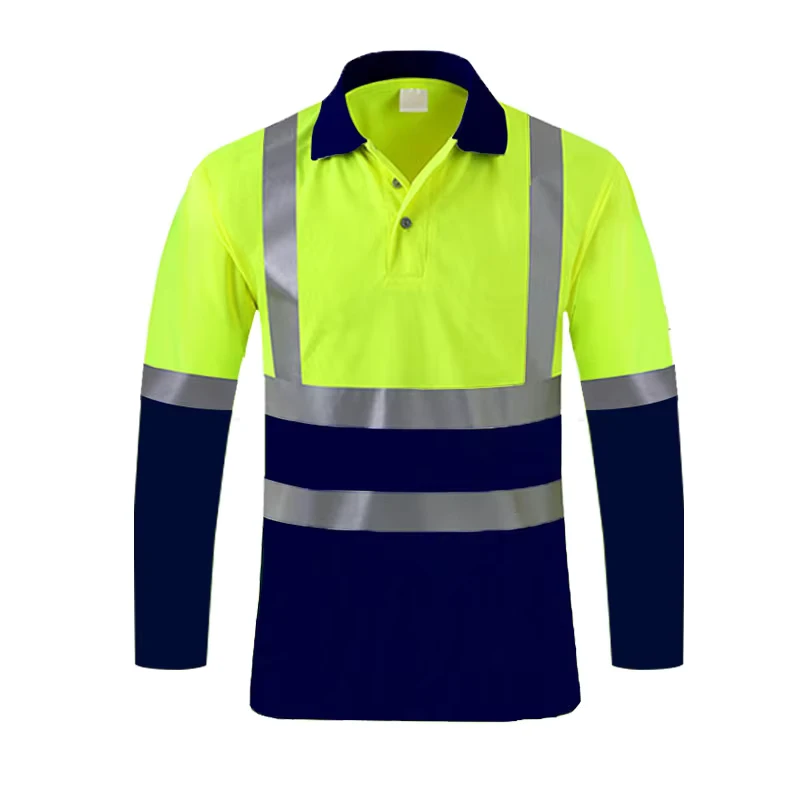 Custom Logo Long Sleeve Quick Dry Traffic Road Reflective Safety Work Workwear Industrial Mining Construction Polo Hi Vis Shirts