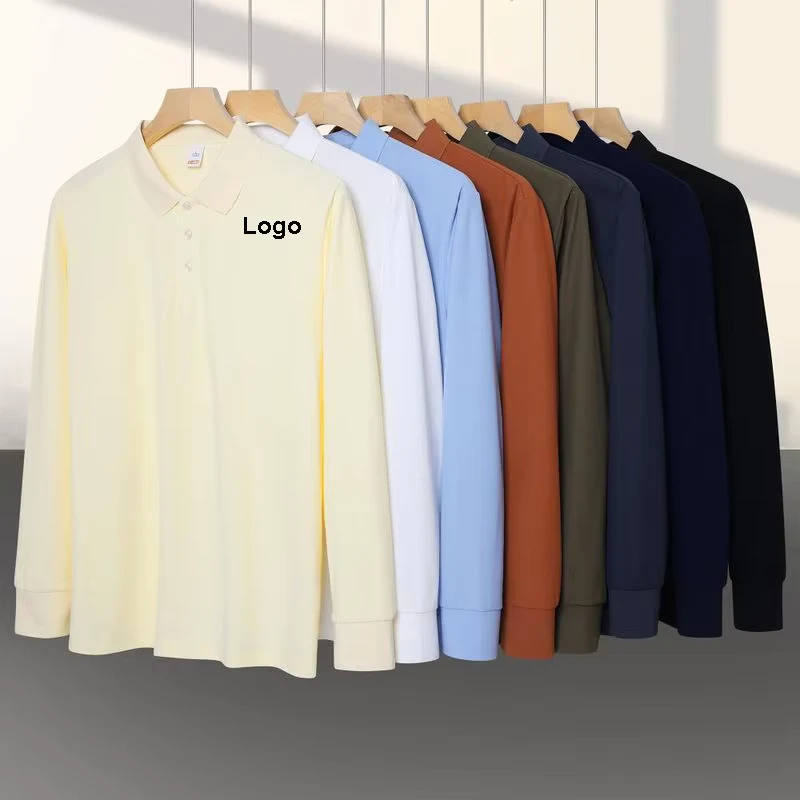 Custom Logo Long-Sleeve Unisex Golf Polo Shirt Business Work Uniform