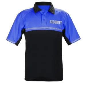 Custom Logo Made Black and Blue Two Tone 100% Polyester Men Hi vis Short Sleeve Quick Dry Security Guard Safety Polo Shirts