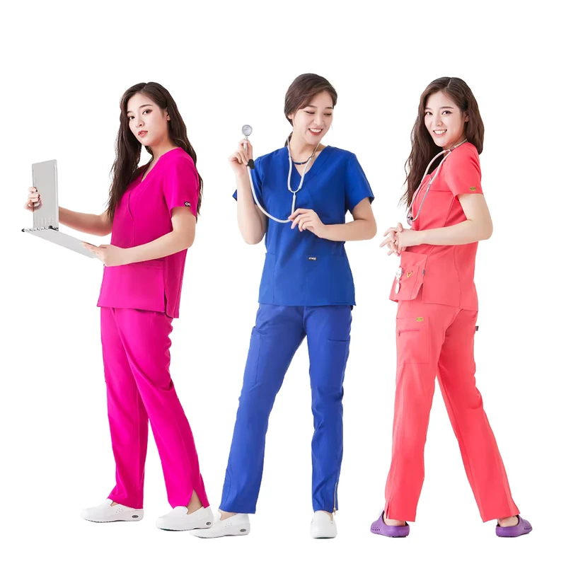 Custom Logo Medical Doctor Surgical Pet Hospital Unisex Men Women Top Pants Uniform Nurse Scrubs Sets