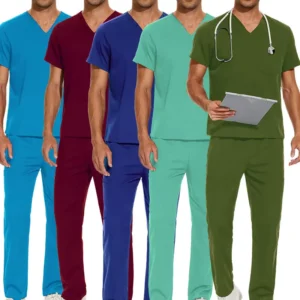 Custom Logo Medical Scrub Set Royal Blue Plus Size Quick-Dry Unisex Nursing Scrubs for Men