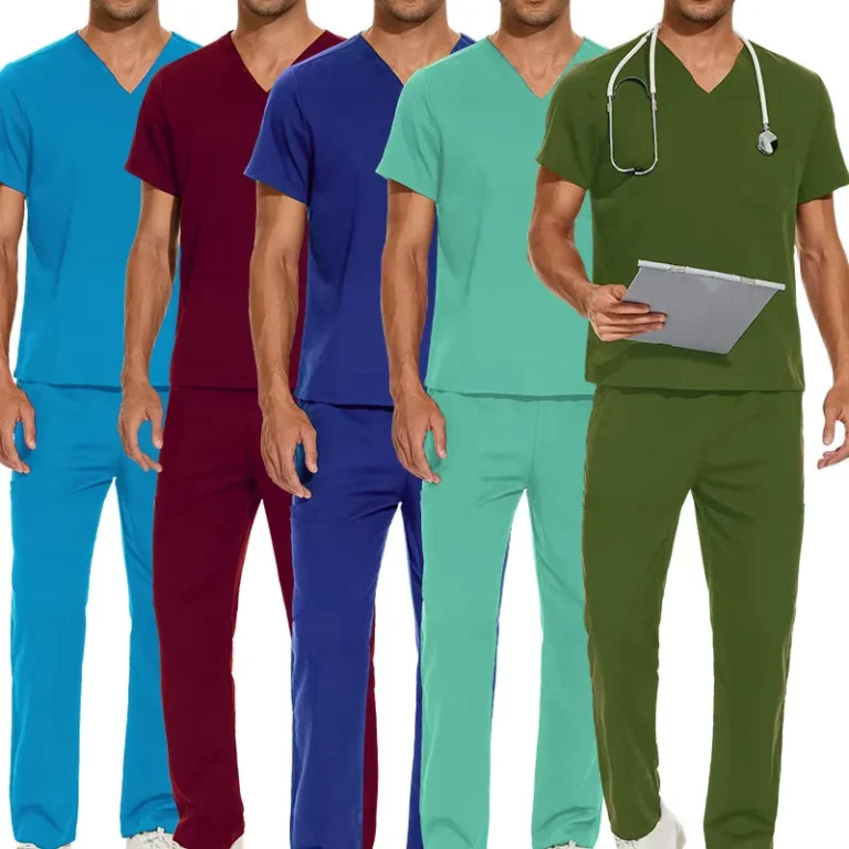 Custom-Logo-Medical-Scrub-Set-Royal-Blue-Plus-Size-Quick-Dry-Unisex-Nursing-Scrubs-for-Men