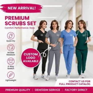 Custom Logo Medical Scrubs for Women Durable Clinic Workwear Set Breathable Spandex Nurse Uniforms