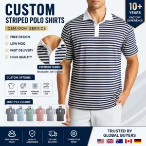 Custom Logo Men’s High Quality Quick Dry Moisture Wicking Dry Fit Sublimation Stripe Golf T Shirts Polo Shirt for Men