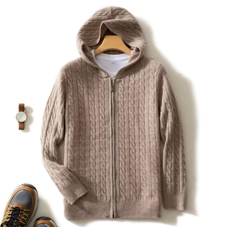 Custom-Logo-Mens-Long-Sleeve-Zipper-Cashmere-Knit-Hooded-Cardigan-Sweater