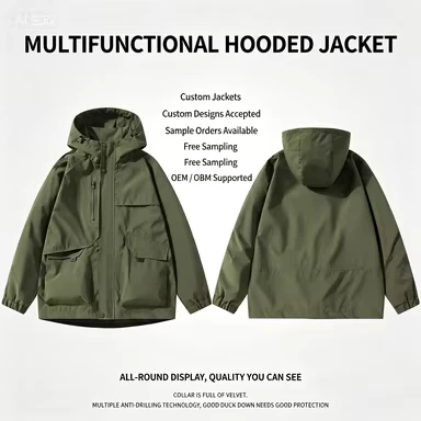 Custom-Logo-Mens-Loose-Fit-Multi-Cargo-Pocket-Hooded-Wind-Resistant-Utility-Outdoor-Jacket