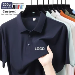 Custom Logo Men’s Nylon Polo Shirts, Loose Fit, Solid Color, Quick-Dry Golf and Workwear