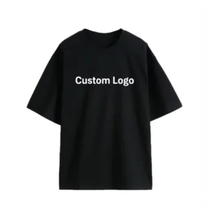 Custom Logo Men’s Oversized Black Streetwear Short Sleeve T-Shirt