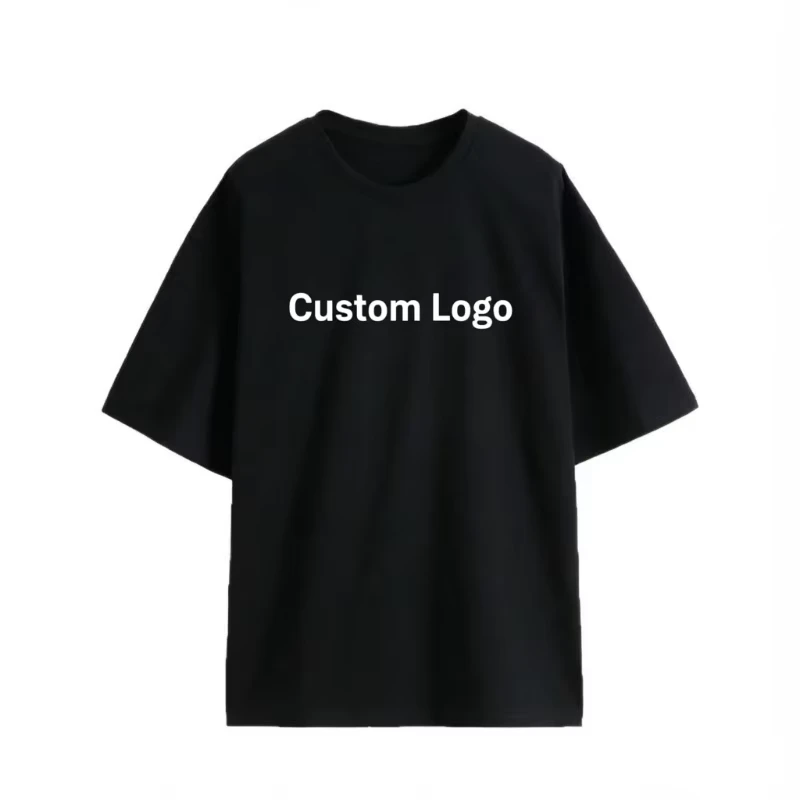 Custom Logo Men's Oversized Black Streetwear Short Sleeve T-Shirt