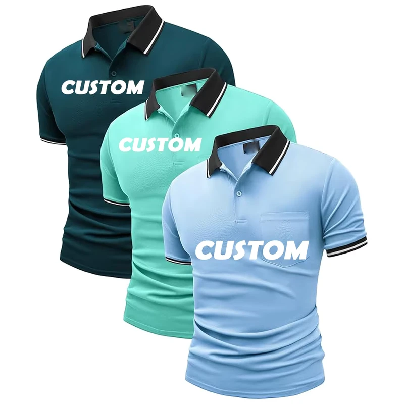 Custom Logo Men's Regular Fit Short Sleeve Spandex Polyester Polo Shirt Casual Workwear