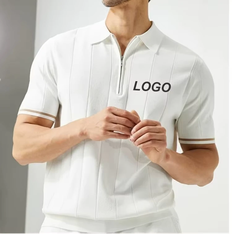 Custom-Logo-Mens-Summer-12GG-Fold-over-Collar-T-Shirt-Short-Sleeved-40-Viscose-60-Polyester-Knit-Polo-Shirts-Chemise-Polo