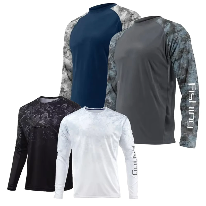 Custom Logo Men's UPF 50+ Fishing Shirt, Moisture-Wicking Polyester, Long Sleeve, Mesh Vented, UV Protection