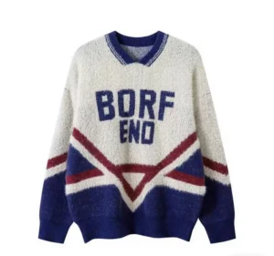 Custom Logo Mohair Sweater for Men Long Sleeve Crew Neck Pullover Winter Fuzzy Knitted Jumper