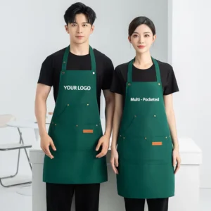 Custom Logo Multi-Pocket Canvas Waterproof Barbecue Bar Kitchen Restaurant Apron
