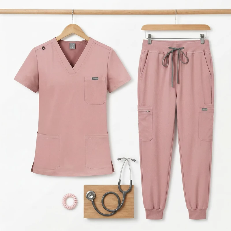 Custom Logo OEM Best Quality Unisex Stretch Scrub Medical Nursing Set Hospital Uniform Adult Medical Polyester Rayon Spandex