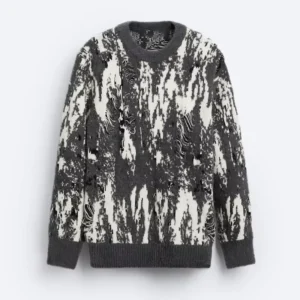 Custom Logo OEM Cotton Stitch Jacquard Sweater Full Sleeve Soft Touch Fabric Crew Neck Men Sweater