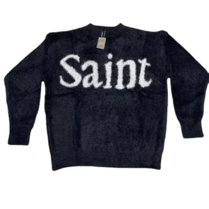 Custom Logo OEM Faux Mink Hair Men’s Long Sleeve Winter Knit Sweater