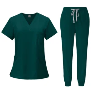 Custom Logo OEM Unisex Short Sleeve Nursing Scrubs Plus Size Fashionable Doctor Nurse Uniforms Sets Stretchy Woven Hospital