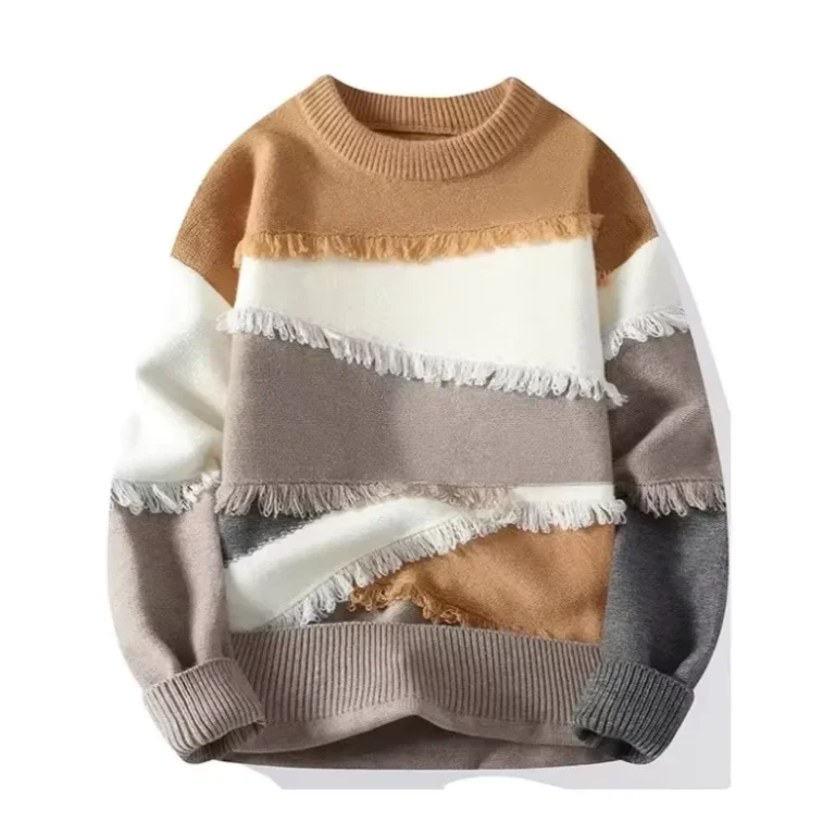 Custom-Logo-Oem-Men-Jacquard-Winter-Knitted-Jumper-Top-Crew-Neck-Oversized-Distressed-Effect-Knitwear-Pullover-Knit-Sweater-Men