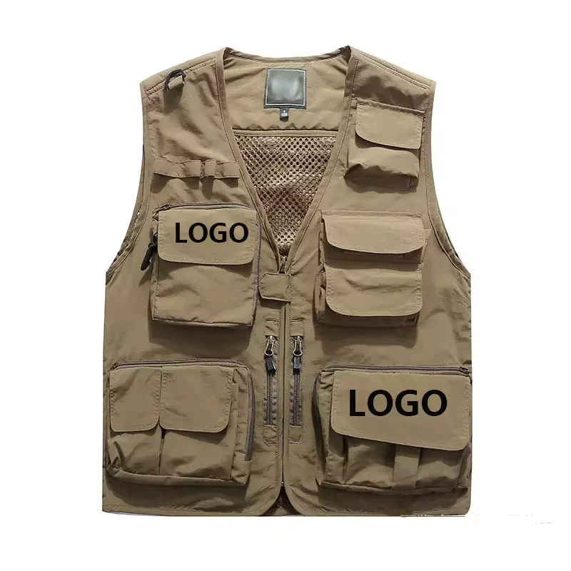 Custom Logo Outdoor Multi-Pocket Canvas Cotton Construction Industrial Worker Workwear Vest