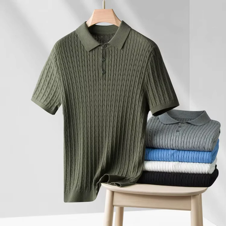 Custom-Logo-POLO-Sweater-Knit-Short-Sleeve-Mens-Summer-Button-lapel-Slim-Knitted-Sweater-Polo-T-Shirt