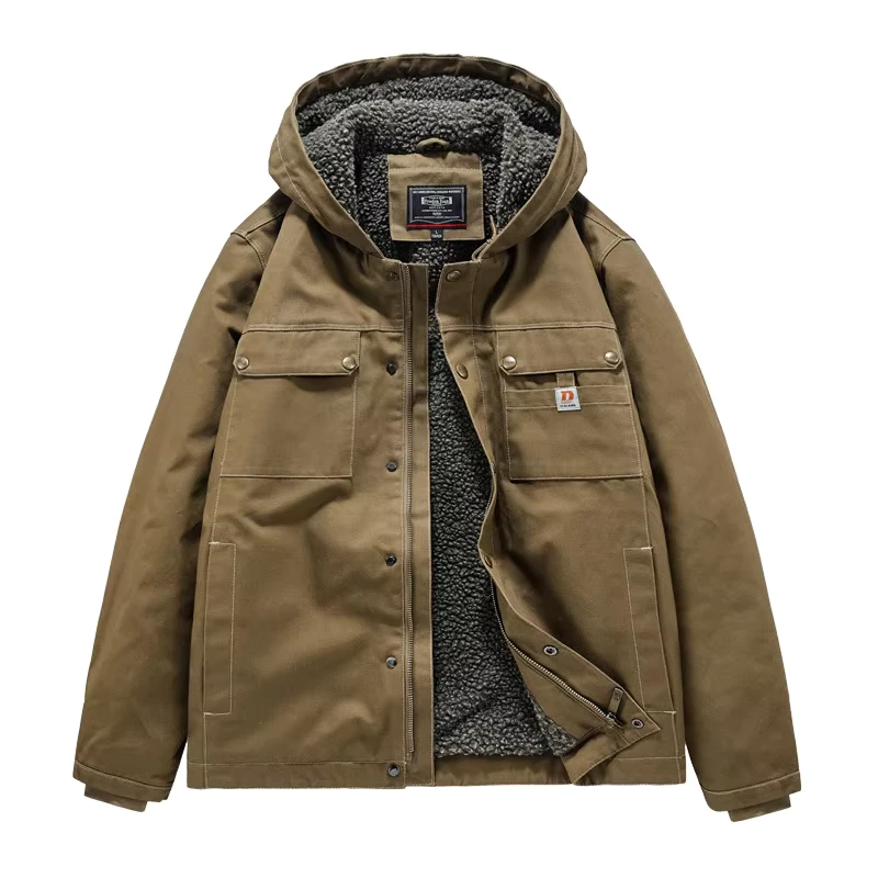 Custom Logo Plus Size Winter Thick Warm Fleece Men Jacket Coat Men Mens Parka