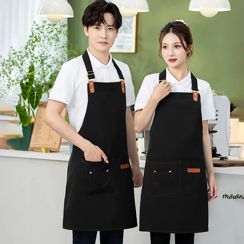 Custom Logo Polyester Chef Cooking Apron for Cafe, Restaurant and Kitchen, Waterproof
