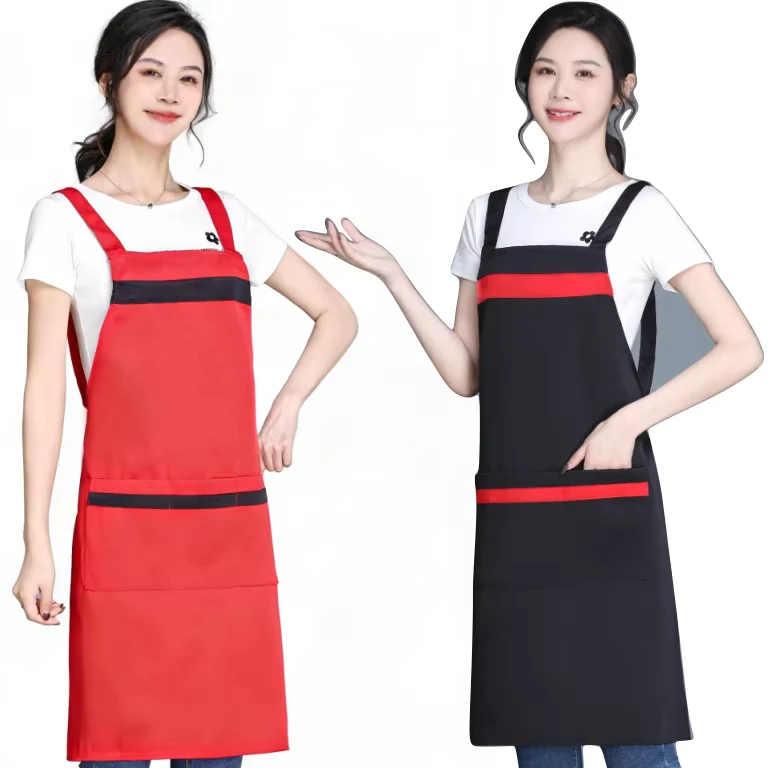 Custom Logo Polyester Chef Cooking Aprons for Men and Women, Coffee Shop and Restaurant Kitchen