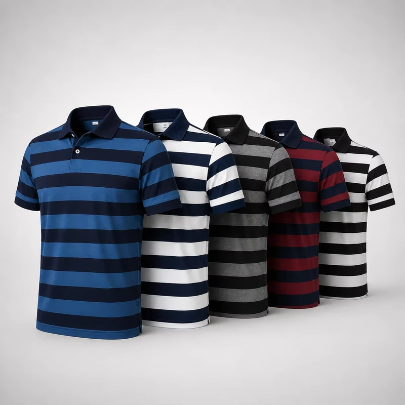 Custom Logo Polyester Cotton Office Uniform Design Embroidered Canvas Striped Printed Golf T Shirt For Men