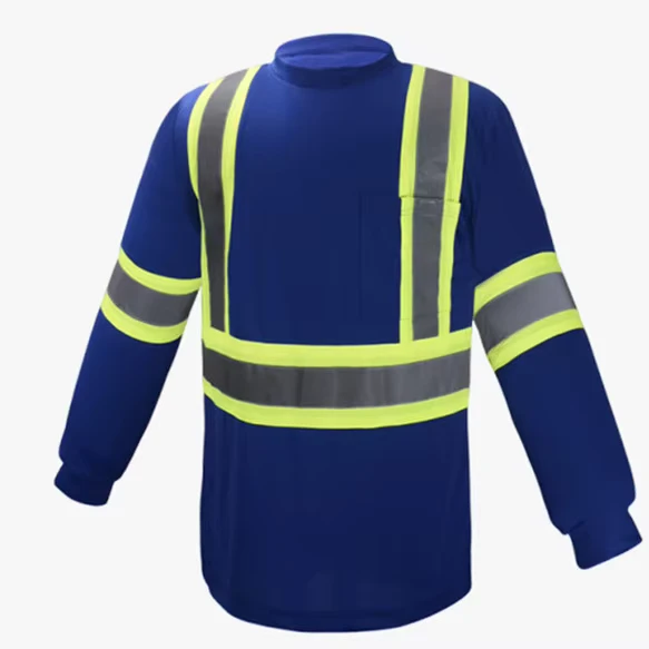 Custom Logo Polyester Quick Dry Hi Vis Workwear Safety T Shirt Reflective Work Construction Reflective Polo Shirts