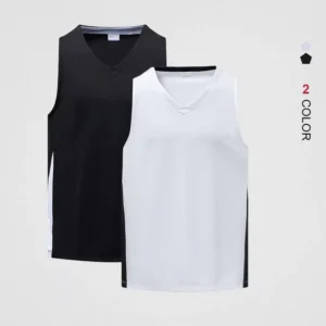Custom Logo Polyester Sports Quick-drying Vest Black White Men’s Breathable Sleeveless Fitness Running Basketball Vest
