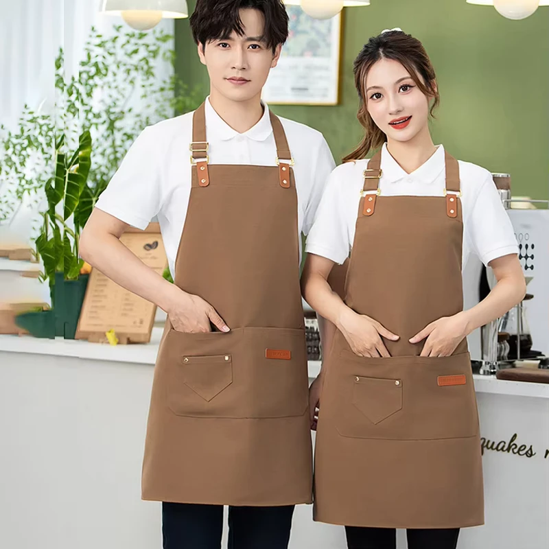 Custom Logo Polyester Waterproof Sleeveless Kitchen Bib Apron, Reusable