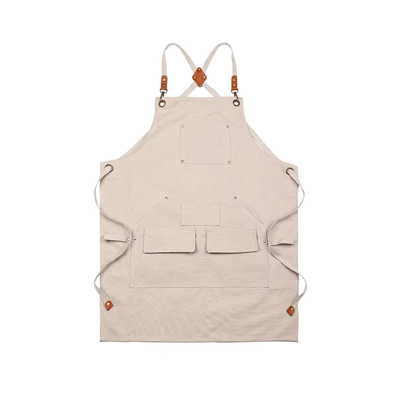 Custom Logo Printed Canvas Apron Reusable Waterproof Heat Resistant Washable Lightweight