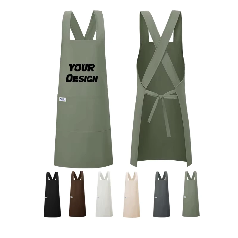 Custom Logo Printed Multi Color Kitchen Work Apron Casual Waterproof Restaurant & Bar Uniforms Promotional Personalized