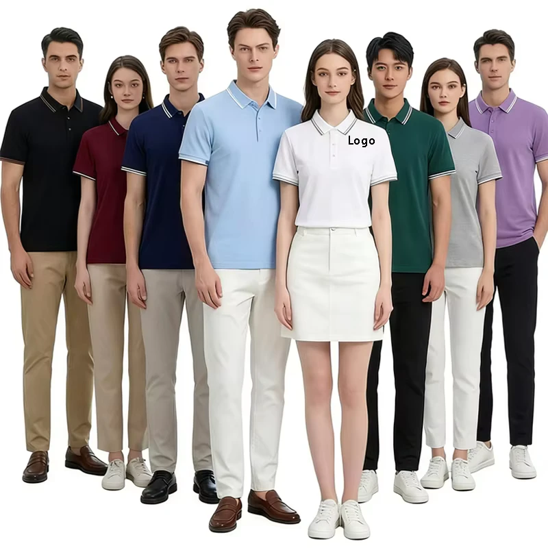 Custom Logo Printing Business Enterprise Staff Polo Shirts Teamwear Work Uniform 100% Cotton Solid Color Men Women Polo T-shirts