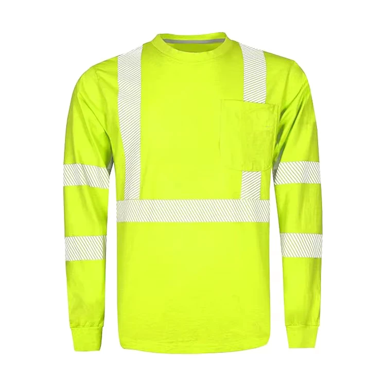 Custom Logo Reflective Hi Vis Long Sleeve Polyester Breathable Work Safety Shirt Outdoor Tactical Security Guard Shirt